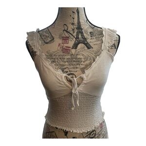 SO White Lace-Trimmed Crop Top